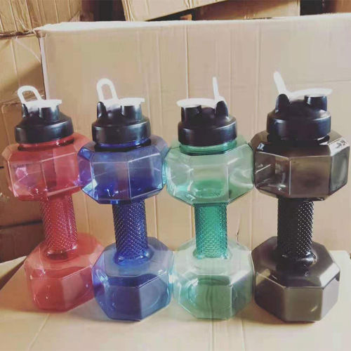 Plastic dumbbell water cup gym large capacity sports water bottle small gift cup not for hot water LOGO can be added