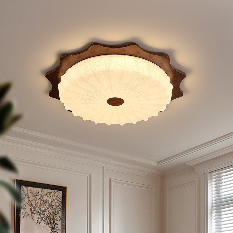 Medieval Style Bedroom Ceiling Lamp French Retro Walnut Color Master Bedroom Room Lamp Study Eye Protection Lamp New Style