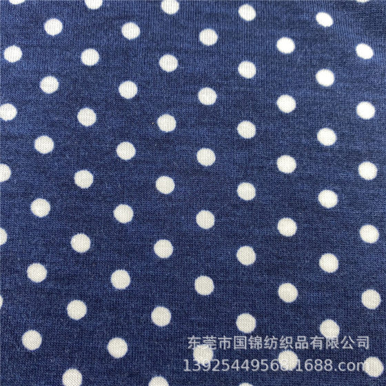 Spring and Summer New Stretch Knitted Printed Polka Dot 32 Polyester Pull Rack Single-sided Printed 0.5cm Polka Dot Clothing Base Fabric