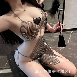 Mandesire sexy lingerie women's sexy transparent bright sling dress nightclub passion girl hot uniform temptation