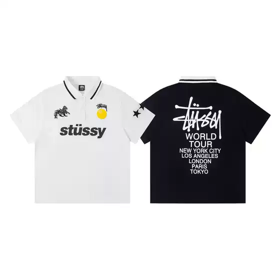 Men's Summer Short Sleeve T-Shirt American Letter Embroidered Graphic Print Straight Loose Fit Tee