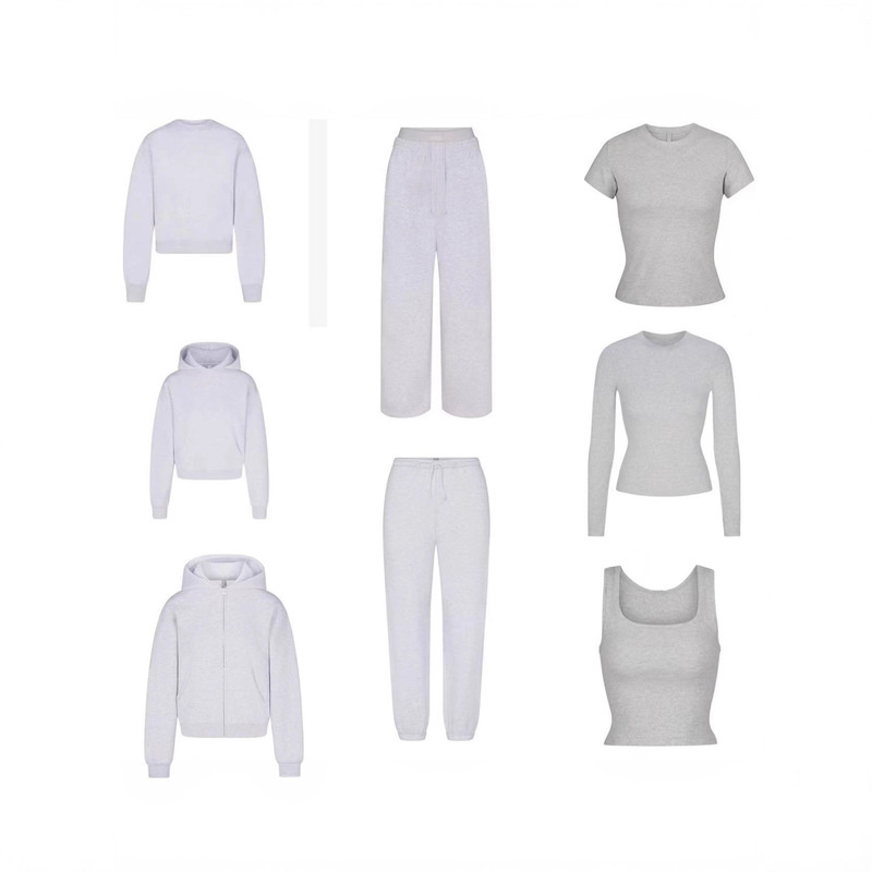 Skims Kardashian Gray Series Fleece Terry Cotton Jacket Sweatshirt Double Waistband Pants Casual Sports Suit Skims Kardashian Gray Series Fleece Terry Cotton Jacket Sweatshirt Double Waistband Pants Casual Sports Suit