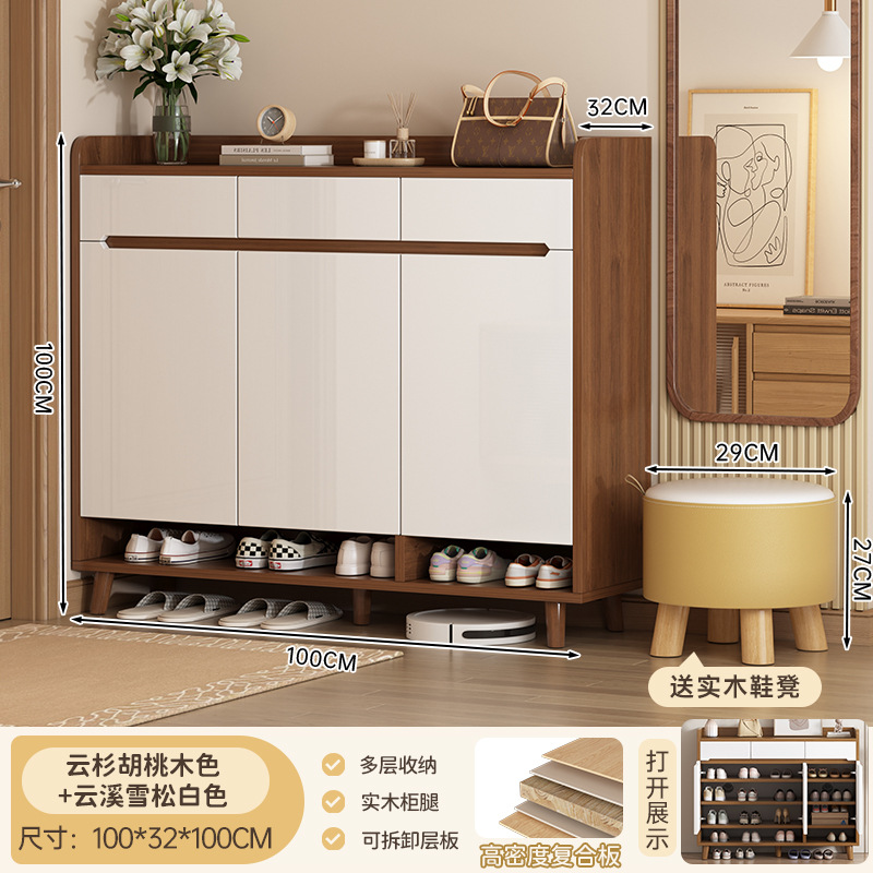 [메인사진 원목수납장다리, 문3개, 서랍3개] 가문비나무 호두 + 운시화이트 100*32*100cm#scln#조립