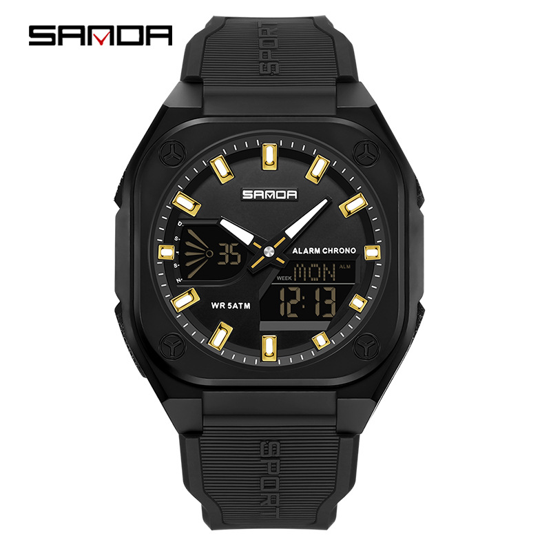 SANDA Sanda 6268 horario de verano despertador impermeable reloj electrónico para estudiantes sincronizados reloj deportivo de luz nocturna multifuncional