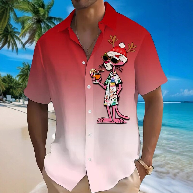 Cross-Border Foreign Trade Summer New Christmas Men's Short-Sleeved Shirts Cross-Border Foreign Trade Summer New Christmas Men's Short-Sleeved Shirts