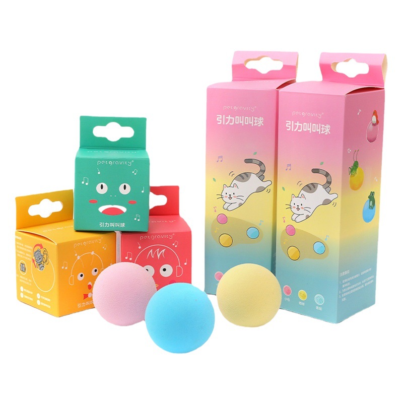En stock Bola de felpa EVA gravedad bola rodante inteligente gato bola sonando gato juguete self-Hi suministros para mascotas al por mayor