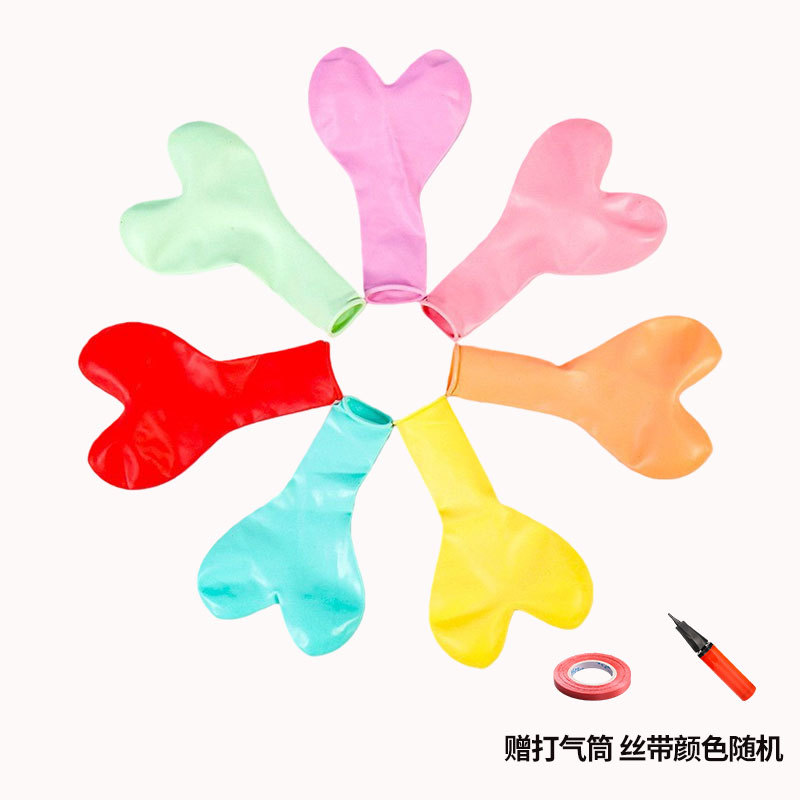 Globos Macaron en forma de corazón de varios colores (100 piezas) + 1 bomba de globos + 1 cinta