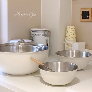 New Kitchen Cooking Basin Japanese Bowl with Scale 304 Stainless Steel Baking Egg Beater Basin and Noodle Washing Vegetable Salad Basin