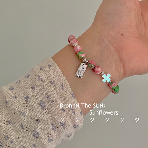 Friendship Jadeite Bead Necklace  New Colorful Beaded Bracelet Fresh Lucky Grass Ring