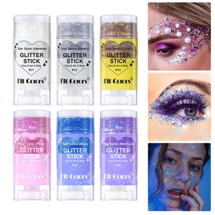 Cross-Border Fit Colors 6-Color Sequin Eye Shadow Body Painting Stick Face Lip Star Glitter Holiday Stage Makeup