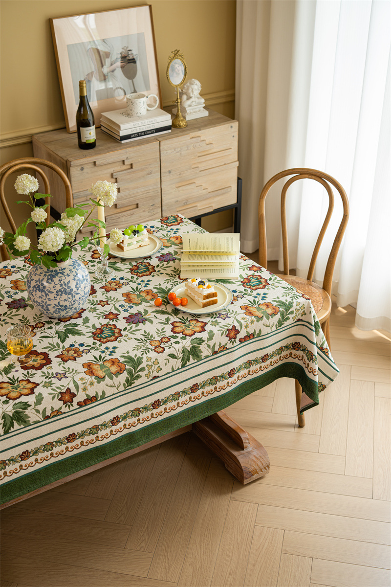 Vintage Jacquard Tischdecke Mit Blumenmuster Im Retro-stil_voghion.com