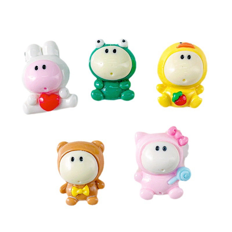 Dibujos animados colorido cara grande muñeca animal resina accesorios DIY crema pegamento tocado accesorios para el cabello hecho en casa teléfono caso material