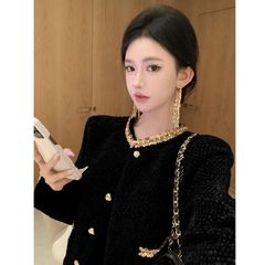 山力达迪富家千金小香风套装裙女名媛洋装亮片短外套秋冬季新款半