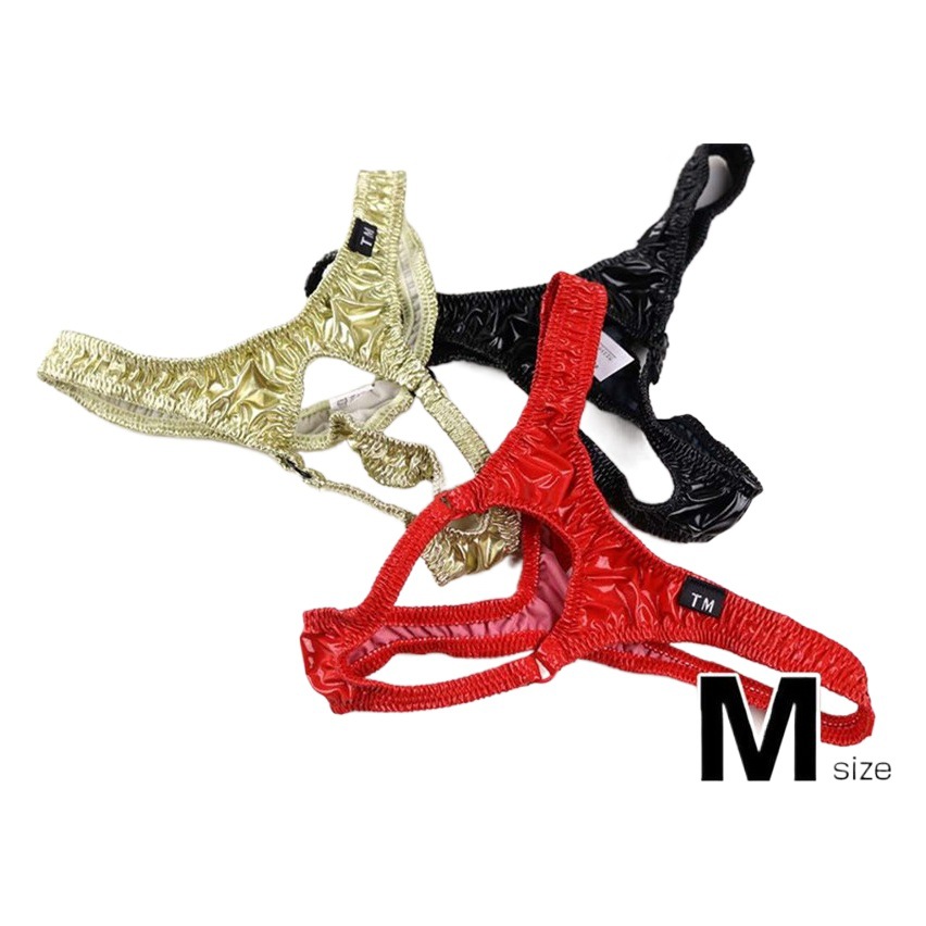 Nueva ropa interior para hombres sexy cuero brillante Tanga para hombres anillo de hierro cintura baja ropa interior en forma de T estiramiento Tanga para hombres