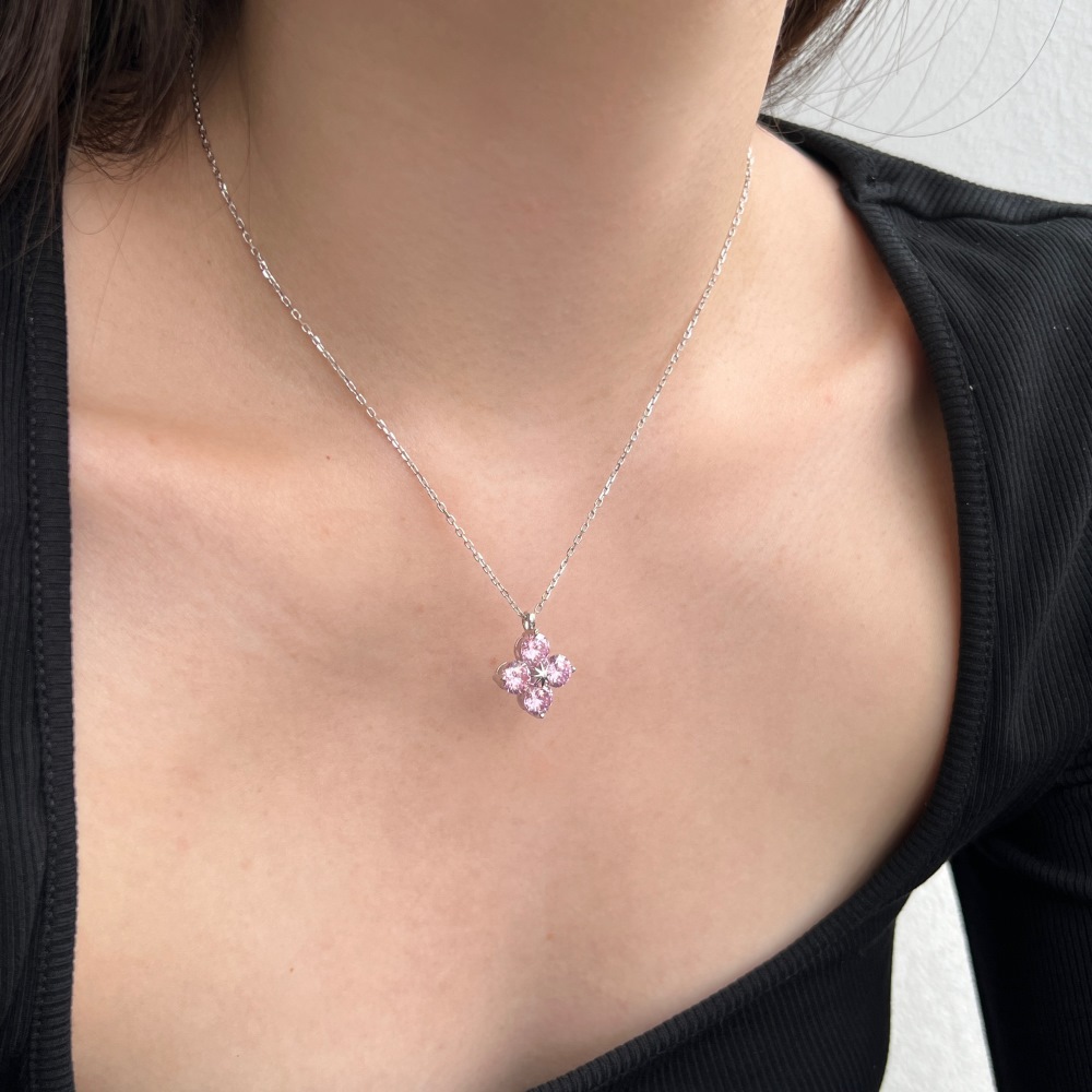 Sterling Silver Simple Style Classic Style Inlay Flower Zircon Pendant Necklace display picture 4