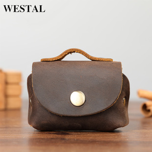 European and American first layer cowhide flap key bag retro change coin bag earphone bag data line small toy storage bag