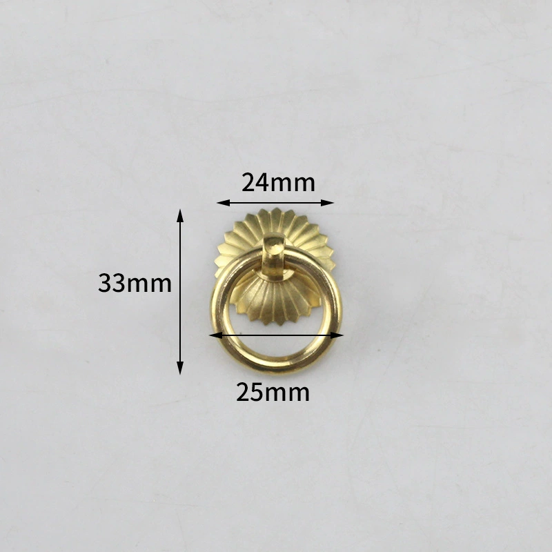 Chinese copper handle drawer wardrobe door Chinese vintage antique simple single-hole door handle brass wardrobe handle