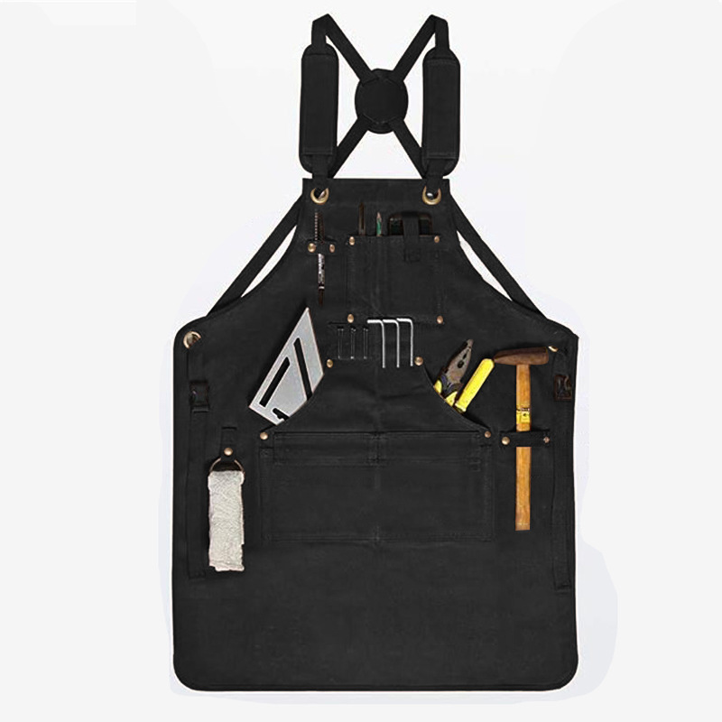 Transfronterizo Amazon delantal de lona gruesa con cinturón de imán cruzado electricista carpintería ropa de trabajo herramientas de reparación de automóviles delantal
