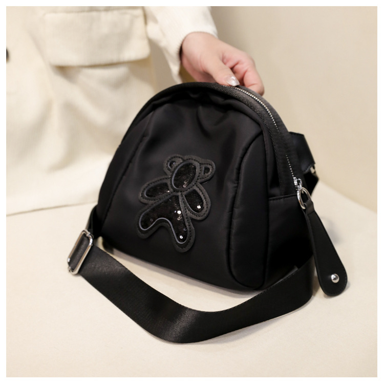 commuter leisure bear sequined Oxford cloth bag crossbody bag chest bag shell bag_voghion.com