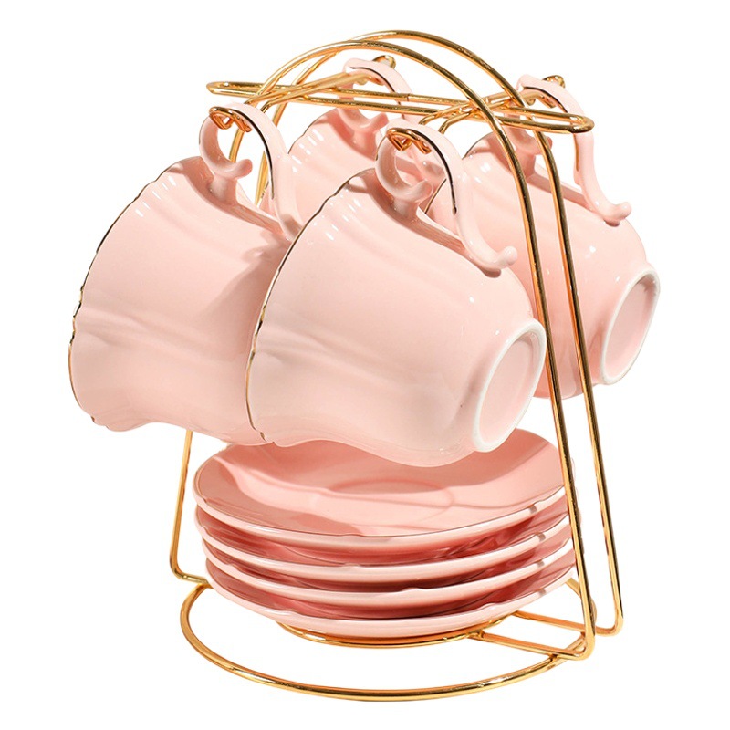 Taza de café y platillo traje estilo europeo Luz de lujo taza de café simple taza de té juego de té de cerámica taza de té negro té de la tarde estante de entrega