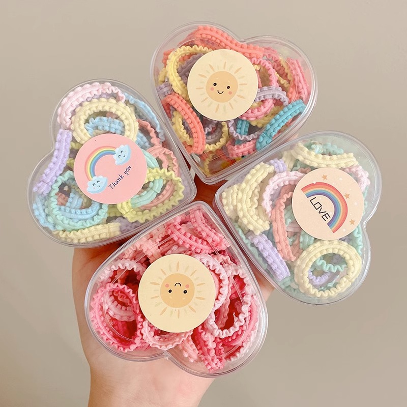 Alta cuerda de pelo de cola de caballo elástica tocado de los niños la banda de goma del lazo del pelo de la niña no duele la cubierta de cuero de la banda del pelo de la cuerda del pelo de la niña