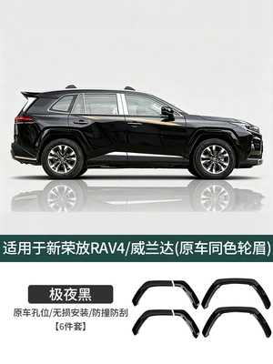 Wheel eyebrow Toyota RAV4 wide-body wheel arches - 26-models-of-rongfangweilanda-midnight-black-wheel-arch-trim-6-piece-set-screw-fixed