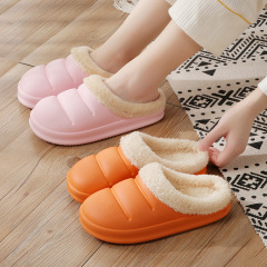 New Autumn/Winter Couple EVA Waterproof Cotton Slippers Home Thick Warm Anti-Slip Anti-Odor Slippers Wholesale