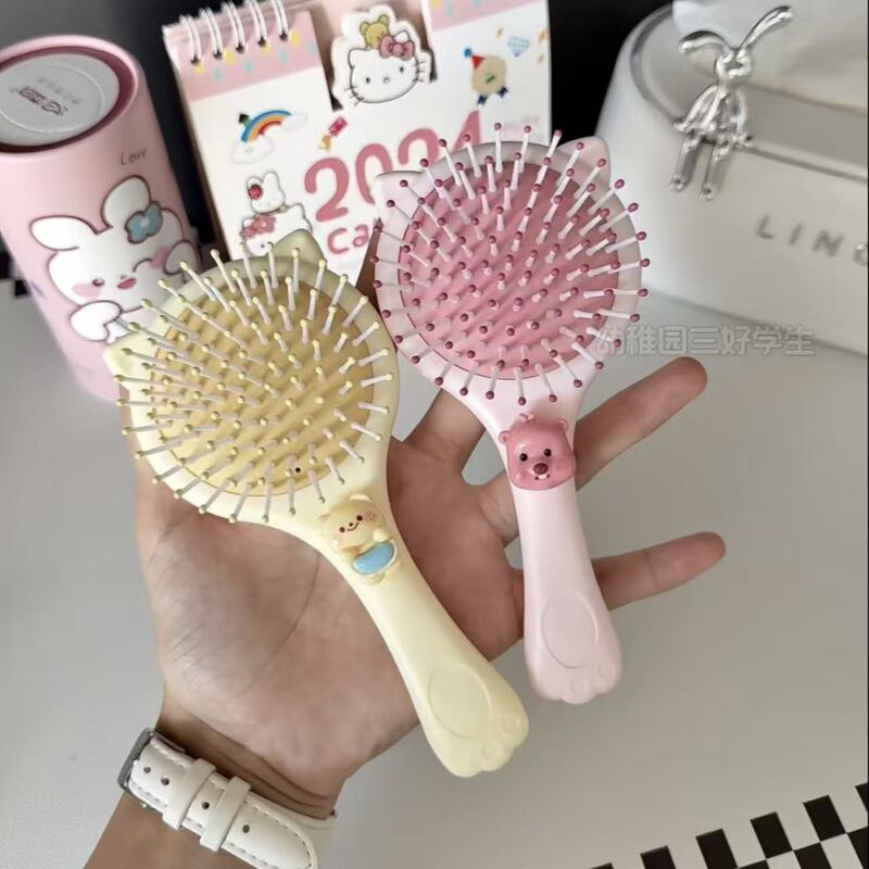 新しいカクレクマエアバッグツーインワンミラーコームかわいい漫画エアクッションポータブルマッサージミニハンドヘルドミラーコーム|undefined