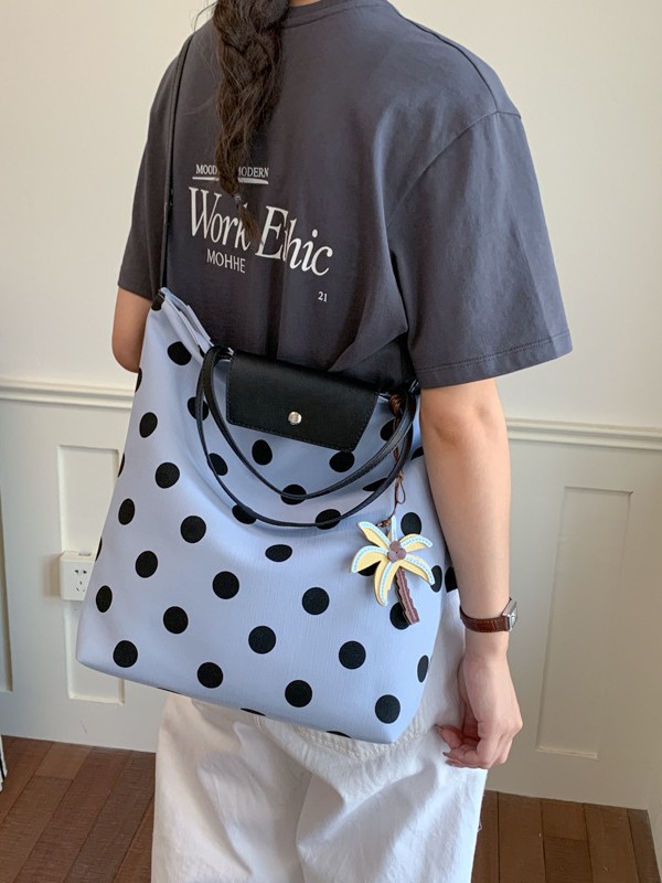 Bolsa de gran capacidad para viajar mujeres 2026 verano nuevo estilo coreano Zhong wave punto tote bag casual simple mochila image 1