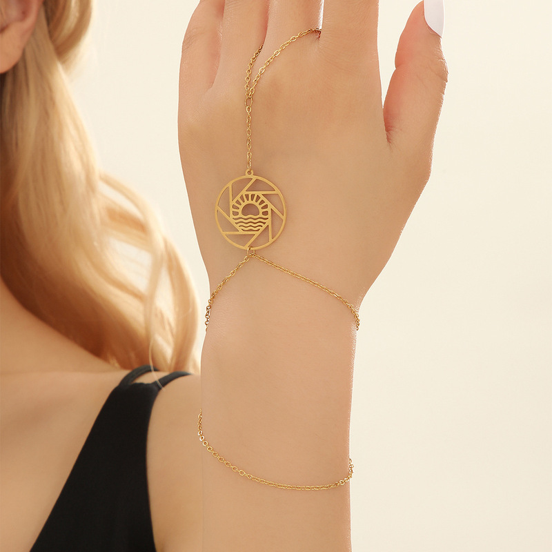 Geometric Round Charm Sunshine Wave Ring Bracelet Women's Gift Party Belt Lasso Slave Chain Bracelet