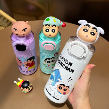 蜡笔小新公仔保温杯卡通杯子吸管水杯大容量吸管杯女生儿童密封