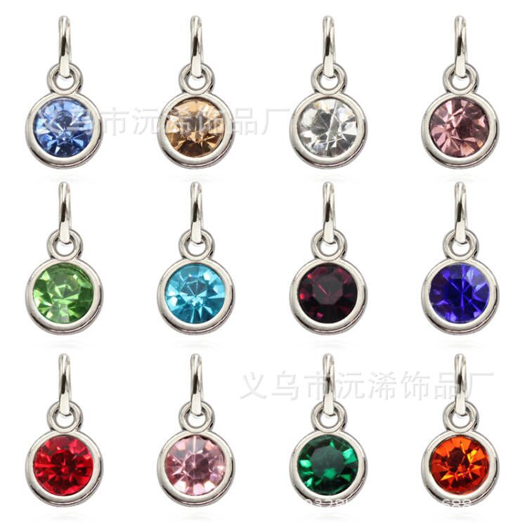 Color birthstone 6mm birthstone birthstone jewelry accessories diy single ear lucky stone pendant pendant wholesale