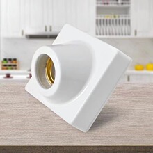 现货86型明装陶瓷内胆铜圈灯座方形E27螺口灯头半塑阻燃平灯座