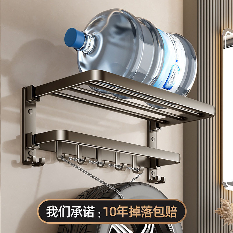 Rack de toallas ensanchado para estantes de baño doble plegable sin perforación tipo toalla de baño colgante integrada para baño image 4