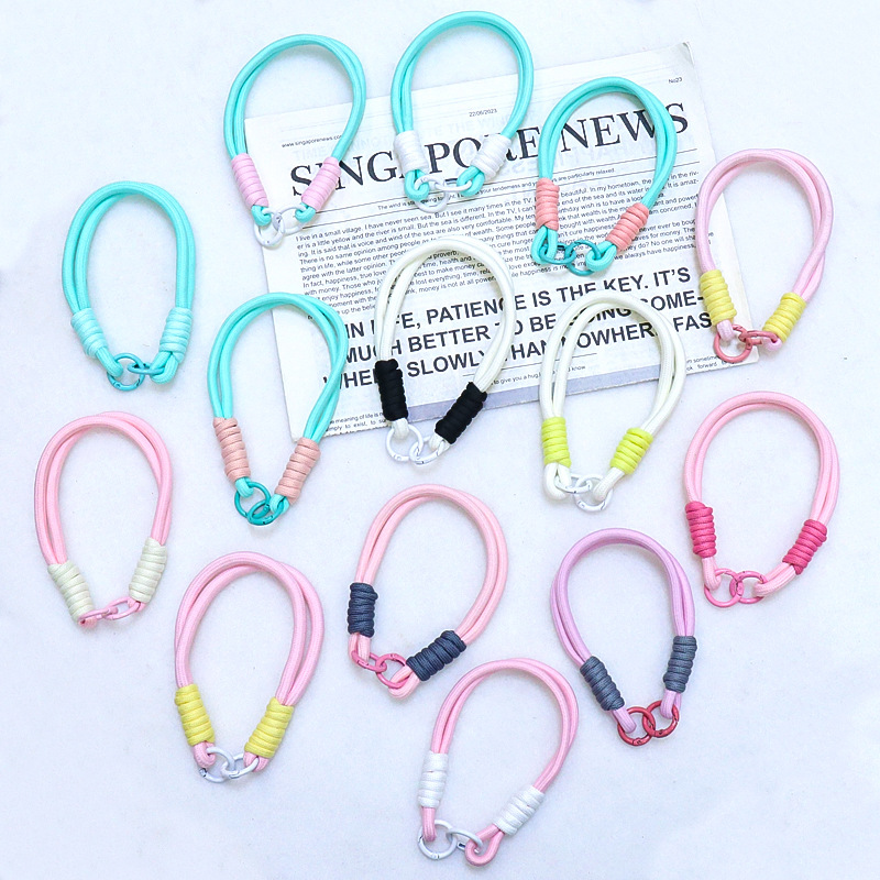 Huayang's New Contrasting Color Rope Mobile Phone Case Rope Pendant Anti-Fall Rope Water Kettle Lanyard Bag Pendant Adjustable