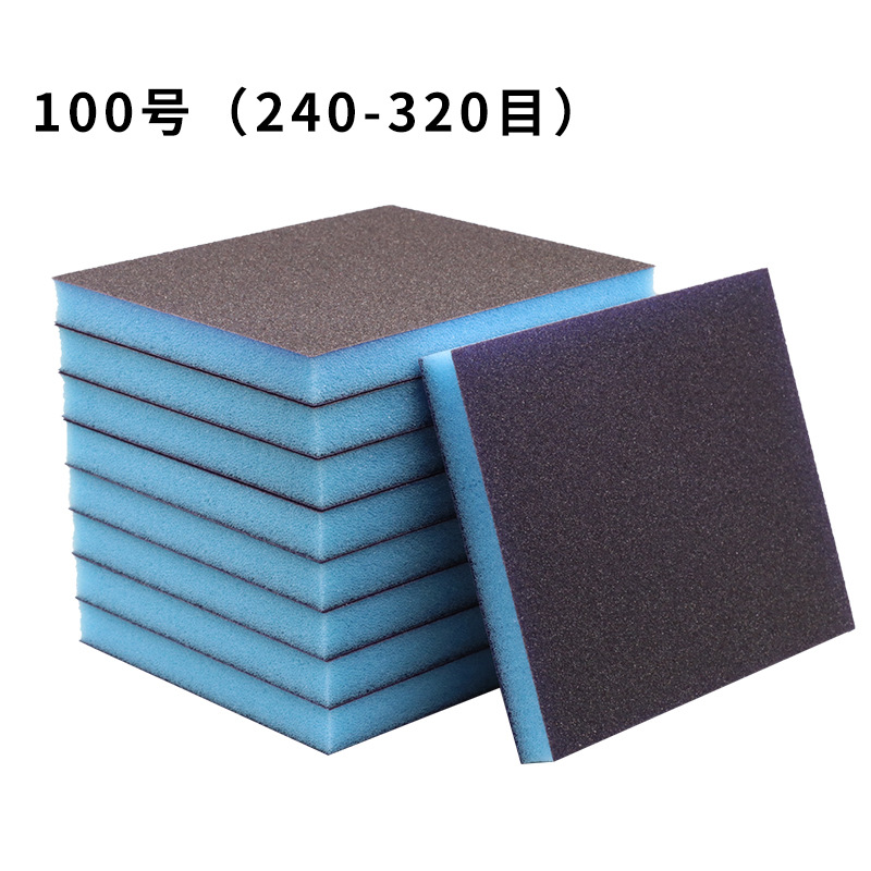 Fabricantes al por mayor bloque de arena de esponja británico grueso hermoso costura azul de doble cara muebles de carpintería pulido y pulido bloque abrasivo de esponja