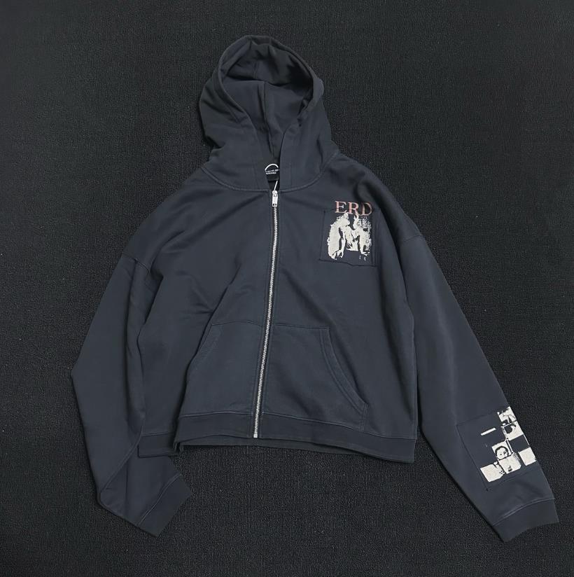 Sweat à capuche unisexe décontracté, style vintage, avec fermeture éclair et écusson imprimé_voghion.com