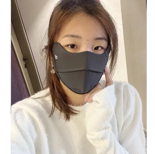 Winter plush warm cycling windproof mask solid color face covering new style women's plush slimming and warm