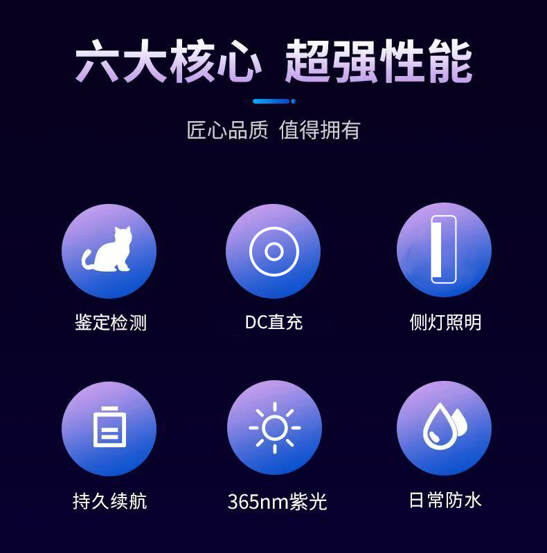 Tielgo Purple Light Identification Jade Detection Tobacco and Alcohol Special Fluorescent Agent Banknote Inspection Flashlight Uv Flashlight