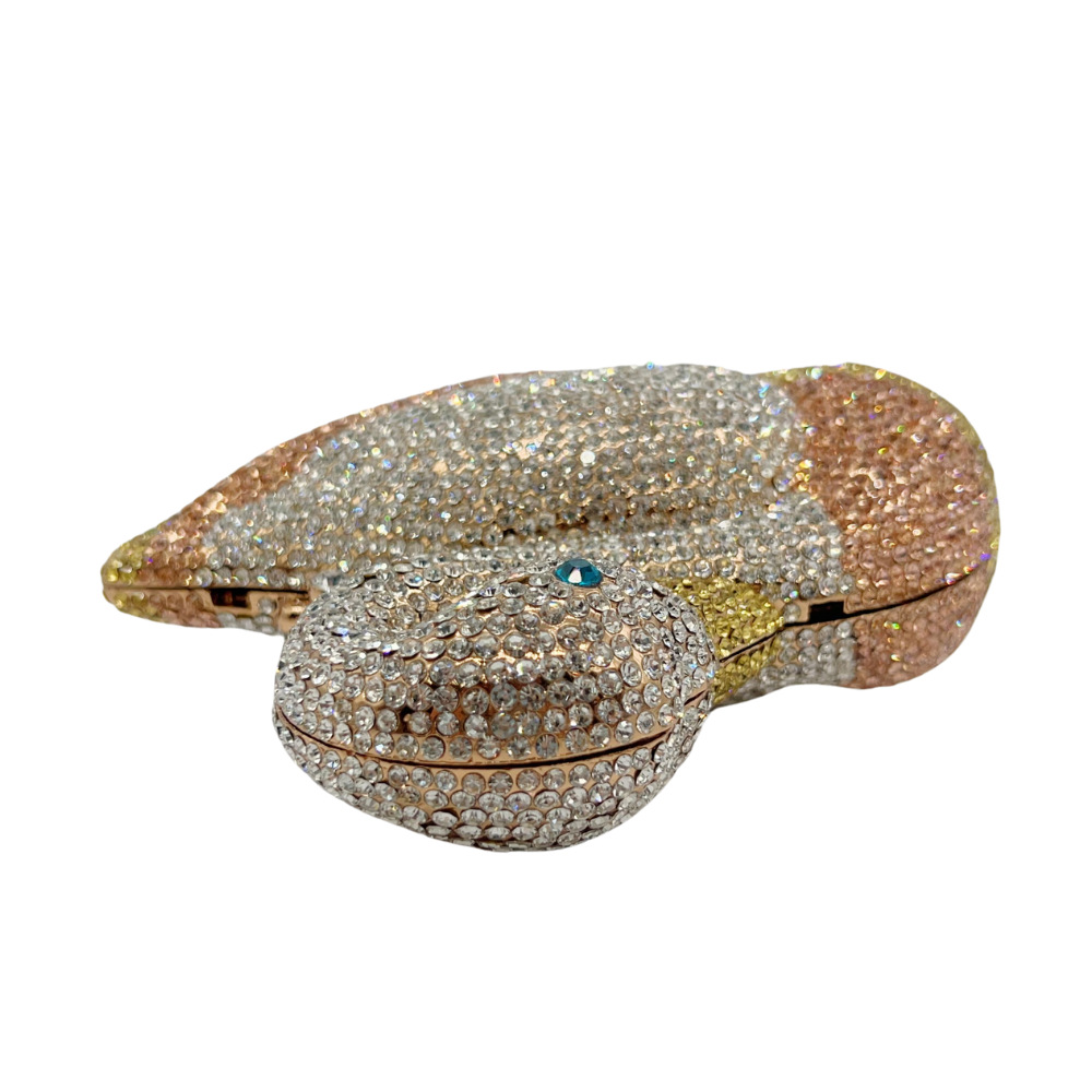Túi clutch dạ hội đính đá pha lê hình thiên nga cao cấp — Màu hồng, Màu đen, vàng sâm banh, Màu bạc chi tiết 6