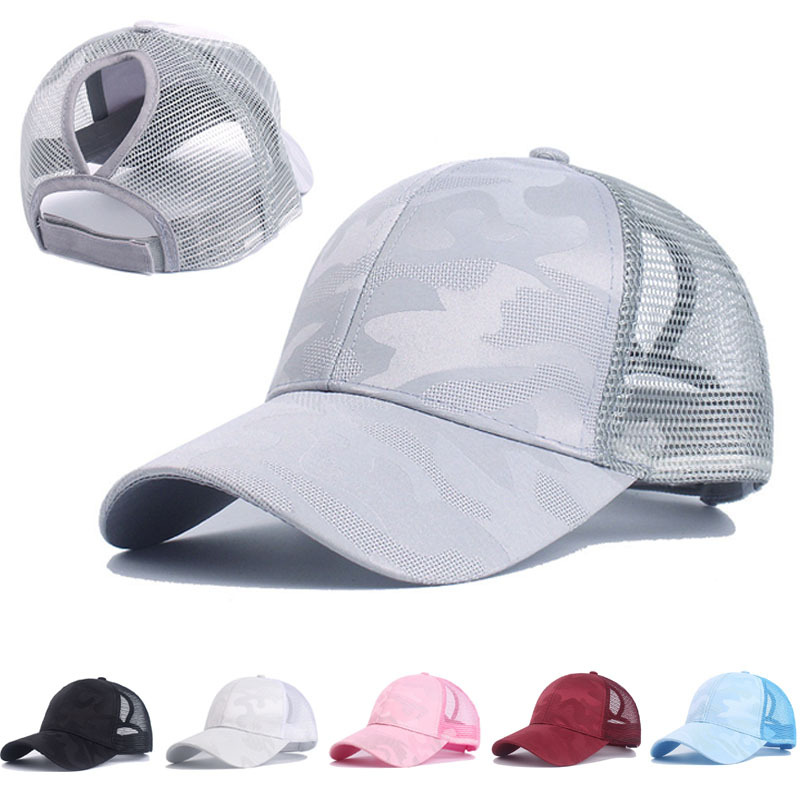 Damen Baseball Atmungsaktiv Bedruckt Pferdeschwanz Mesh Lässig Vielseitig Sonnenhut Sommer Sonnenschutz Duckbill Cap_voghion.com