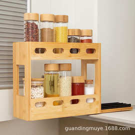 厨房油盐酱醋收纳置物架楠竹台面调味调料架刀架多层储物架免打孔