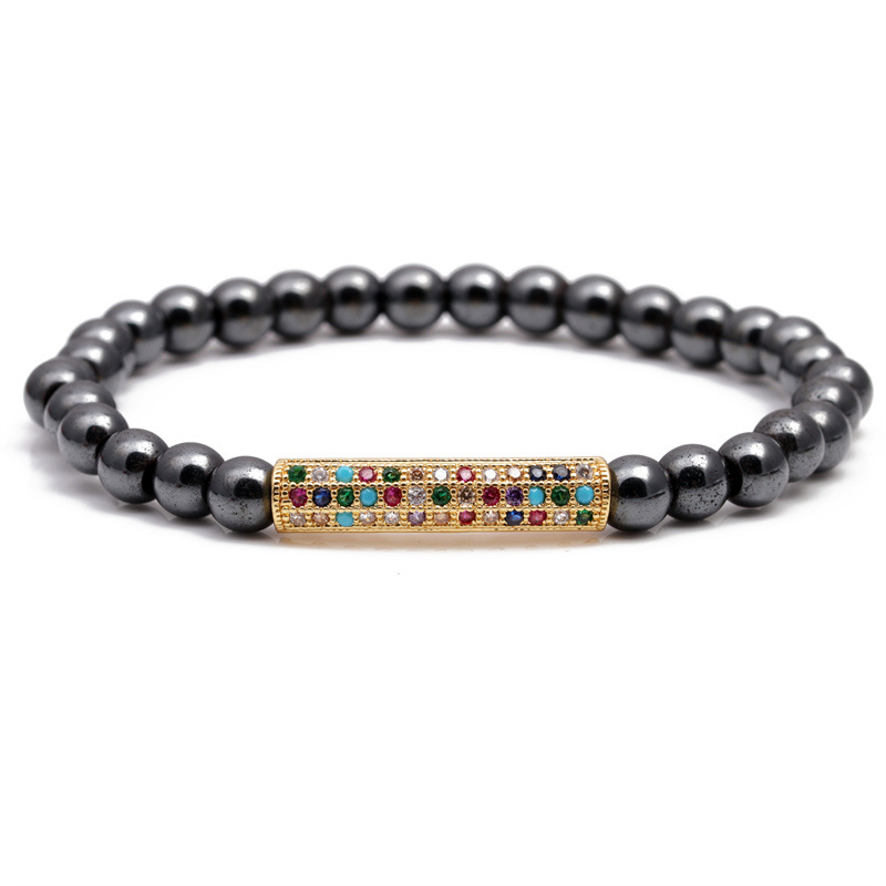 El Comercio exterior transfronterizo europeo y americano colorido circón codo pulsera de cuentas de piedra esmerilada de piedra de ojo de tigre DIY pulsera de cuentas