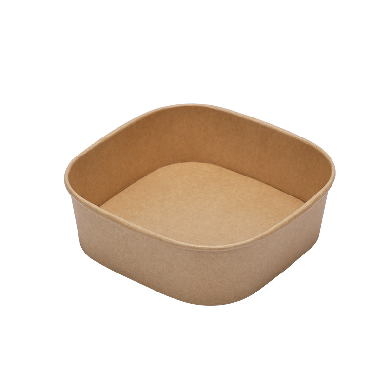 Caja de comidas desechable kraft cuadrada para llevar caja de embalaje de comida rápida caja de almuerzo de picnic caja de ensalada de almuerzo de almuerzo ecológico