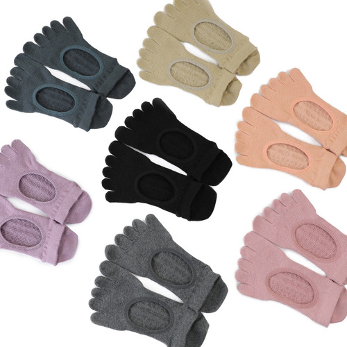 Summer Yoga Socks Wholesale Professional Women's Sports Socks Non-Slip Backless Toe Socks Cotton Breathable Pilates Five-Finger Socks