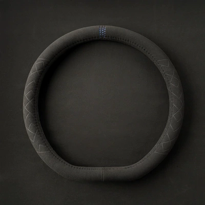 Steering wheel cover – steering wheel handle cover - grid-type-d-back-to-blue-label-38cm