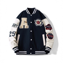 字母棒球服男2024新款夹克外套潮秋冬季宽松情侣装加棉加厚青少年