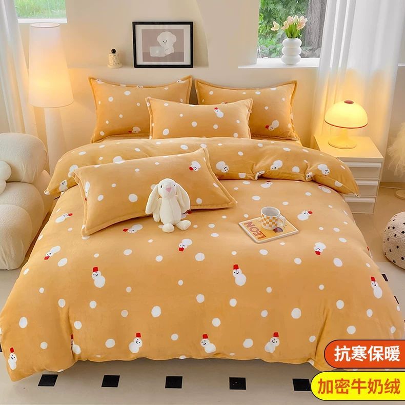 Cama de terciopelo de leche de invierno más terciopelo grueso brida sábanas de terciopelo de coral cubierta dormitorio de estudiantes tres piezas