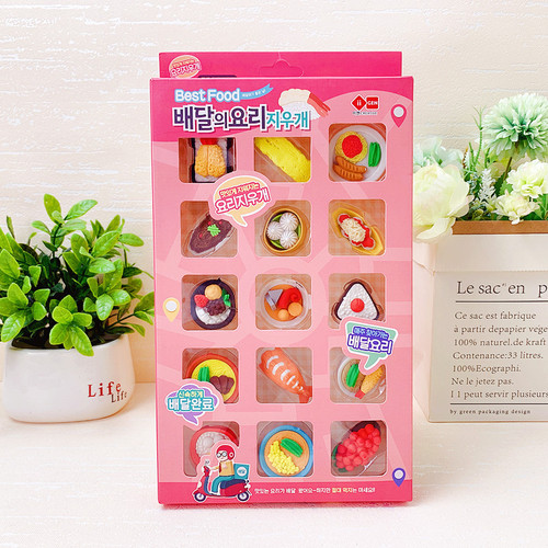 Cute cartoon mini food sushi cake shape eraser gift box primary school students creative stationery children's gifts