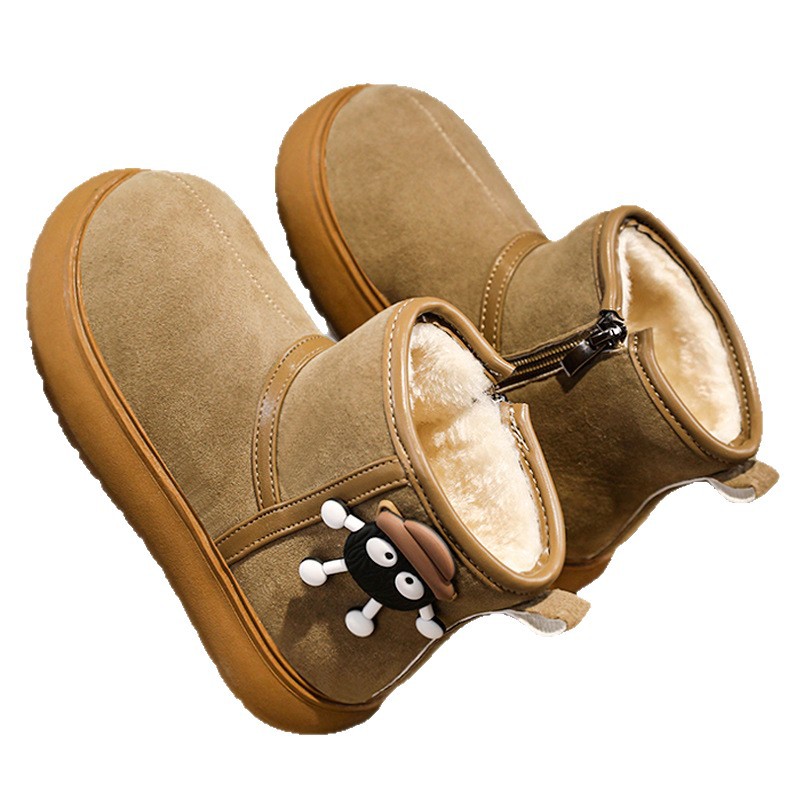 Botas de nieve para niñas en invierno más veludo y grueso 2024 nuevas botas de algodón para niñas calentadas y antideslizantes zapatos de algodón para niños